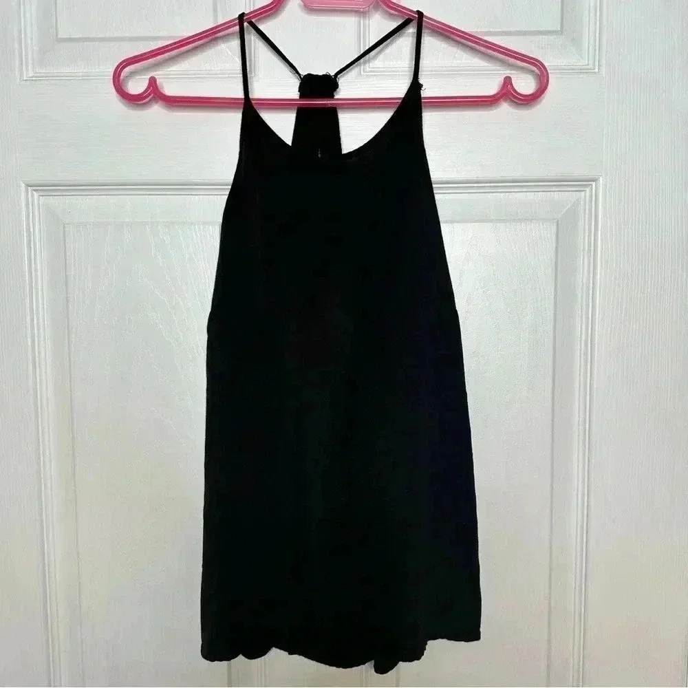Spaghetti Strap Tank Top Flowy Black Size Extra Small